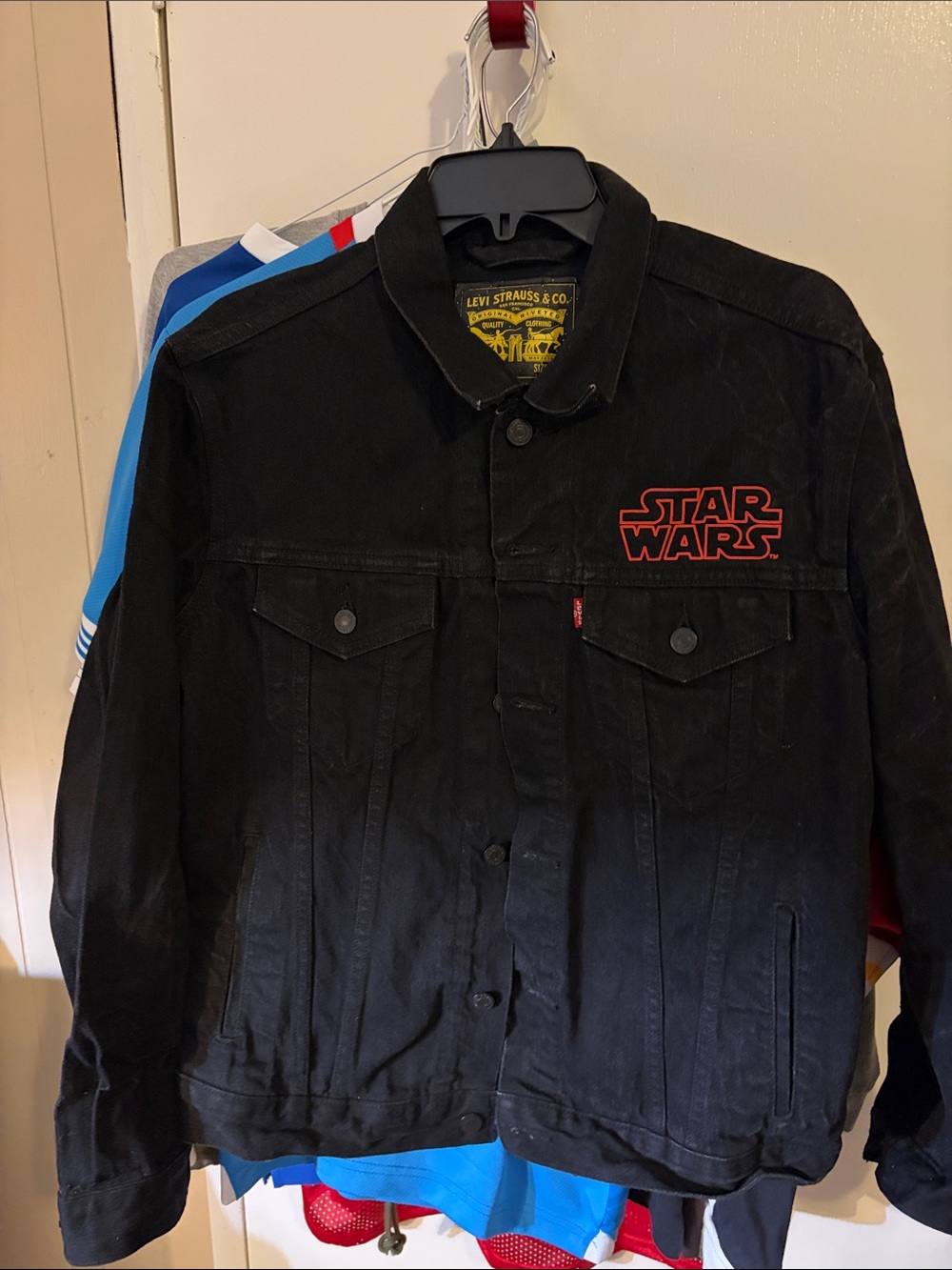Levi's Black Denim Jacket with Red Star Wars Logo STARWARS